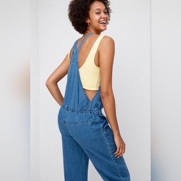 Aritzia WILFRED FREE Valletta Overalls Cropped Chambray Size XS Lightweight - Picture 10 of 11